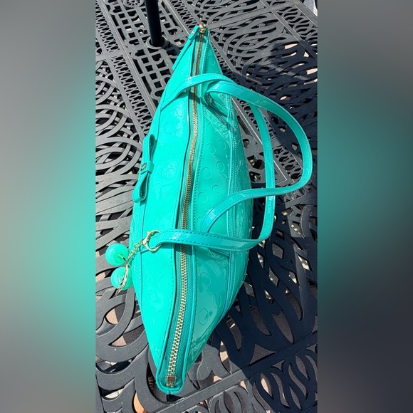 Kate Spade Sophie Camellia Street Teal Tote w Gold Hardware & Matching Cherries - Picture 11 of 17